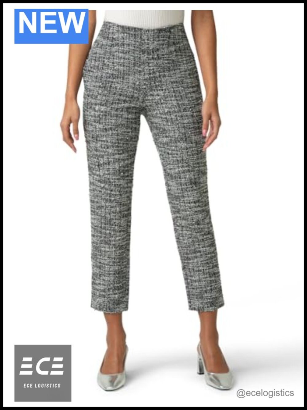 Stretch Boucle Skimmer Pull-On Skinny Pants Side Slits Pockets